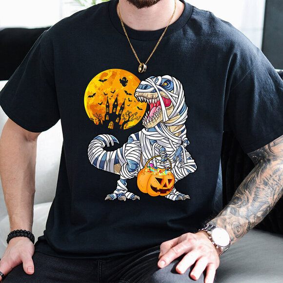 Memoriesrus E Other - Funny Dinosaur Halloween Costume Retro Spooky Graphic T-Shirt